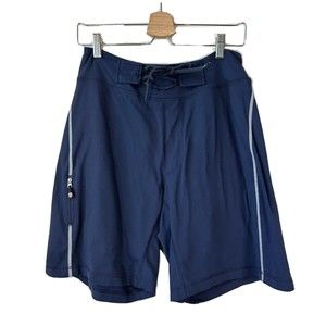 Lululemon Mens Medium Shorts 7" Inseam Navy Blue Zip Pocket Tie Front Lined